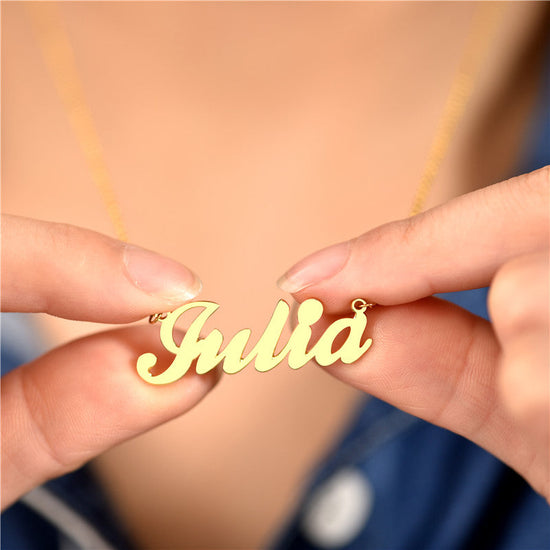 925 Sterling Silver Julia Custom Name Necklace Nameplate Necklace - onlyone