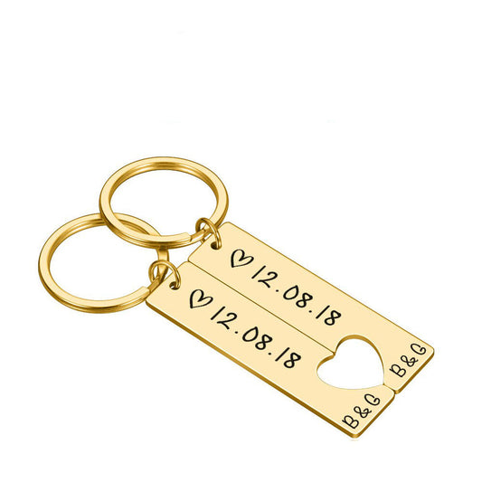 925 Sterling Silver Personalized Keychain Set