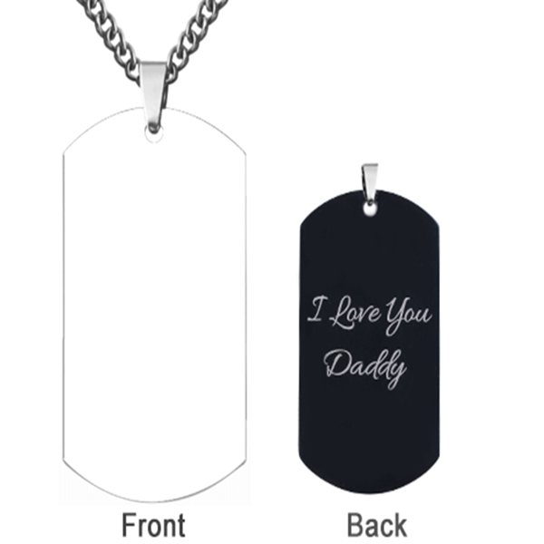 Photo-Engraved Black Tag Necklace For Father