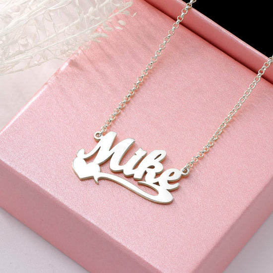 925 Sterling Silver Heart Name Necklace Nameplate Necklace - onlyone