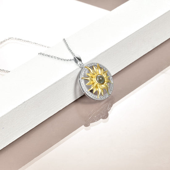 925 Sterling Silver I Love You In 100 Languages Sunflower Necklace - onlyone