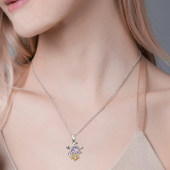 925 Sterling Silver Mom and Baby Turtle Necklace - onlyone