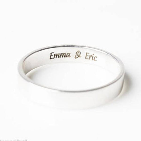 925 Sterling Silver Personalized Simple Engagement Band Rings - onlyone