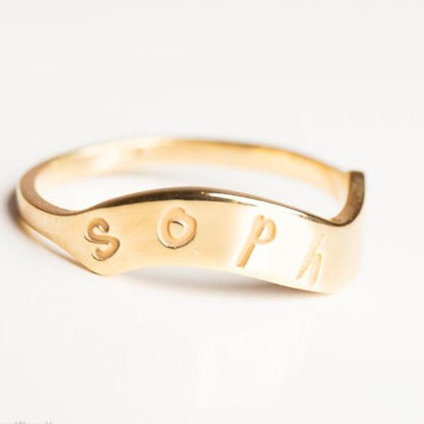 925 Sterling Silver Personalized Dainty Gold Ring - onlyone