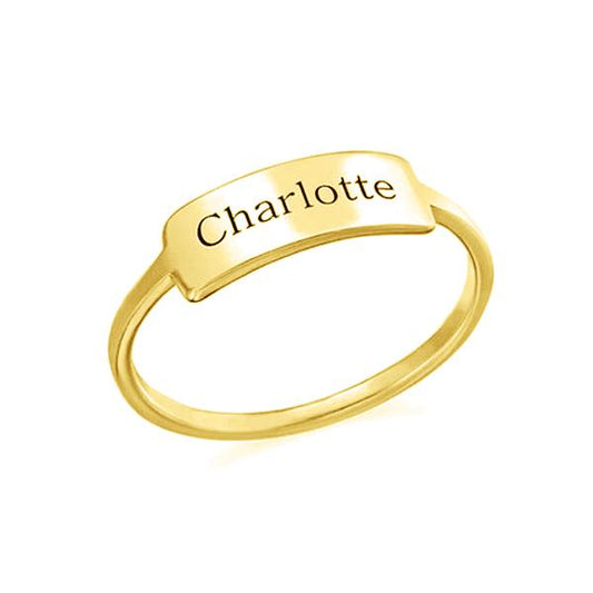 10K/14K Gold Personalized Engraved Simple Ring - onlyone