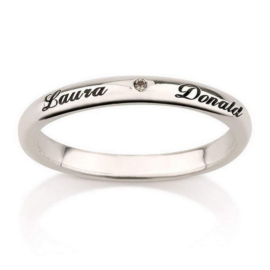 925 Sterling Silver Personalized Birthstone Engraved Name Ring Nameplate Ring - onlyone