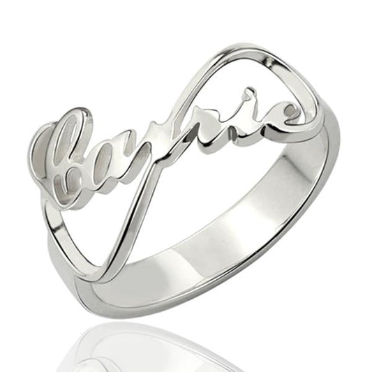 925 Sterling Silver Personalized Infinity Nameplate Ring - onlyone