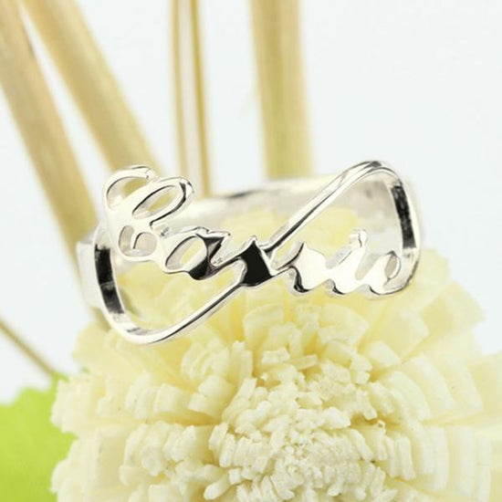 925 Sterling Silver Personalized Infinity Nameplate Ring - onlyone