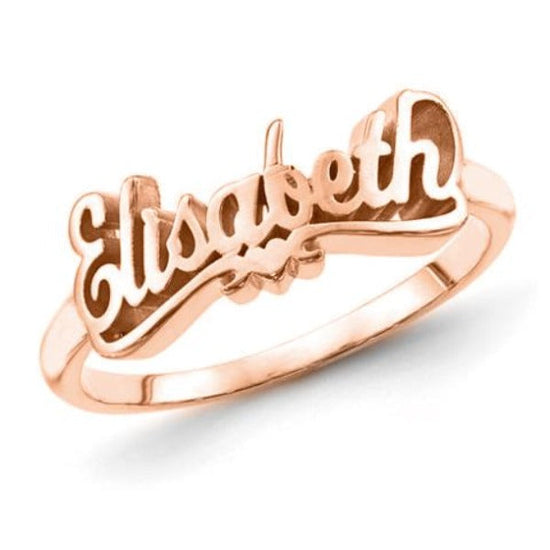 925 Sterling Silver Personalized Script Letters Name Ring With Heart Nameplate Ring - onlyone