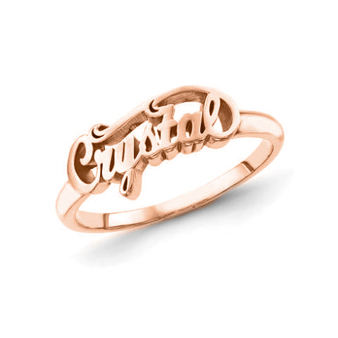 925 Sterling Silver Personalized "Crystal" Script Letters Name Ring Nameplate Ring - onlyone