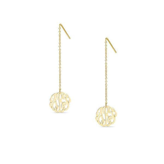 10K/14K Gold Personalized Monogram Threader Earrings - onlyone