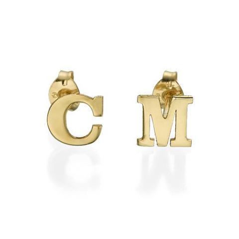 925 Sterling Silver Personalized Initial Stud Earrings - onlyone