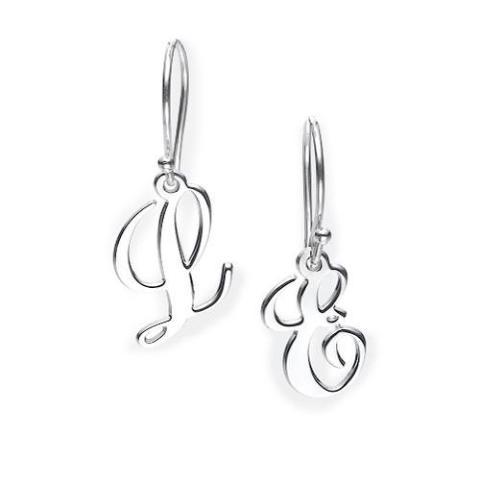 925 Sterling Silver Personalized Initial Dangle Earrings - onlyone