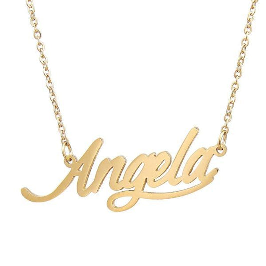 925 Sterling Silver Custom Angela Name Necklace Nameplate Necklace - onlyone