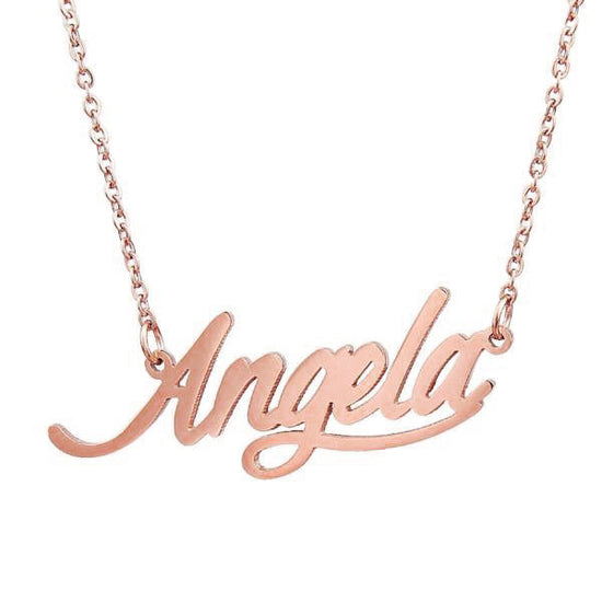 925 Sterling Silver Custom Angela Name Necklace Nameplate Necklace - onlyone