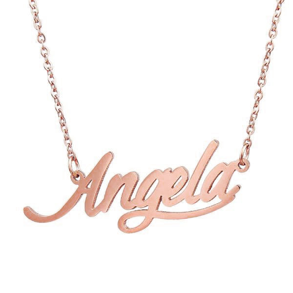 925 Sterling Silver Custom Angela Name Necklace Nameplate Necklace - onlyone