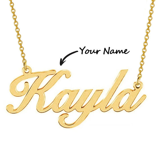 925 Sterling Silver Custom Script Kayla Name Necklace Nameplate Necklace, Gift For Her - onlyone