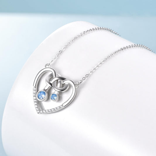 925 Sterling Silver Interlocked Heart Necklace - onlyone