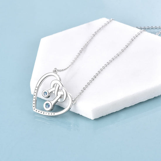 925 Sterling Silver Interlocked Heart Necklace - onlyone