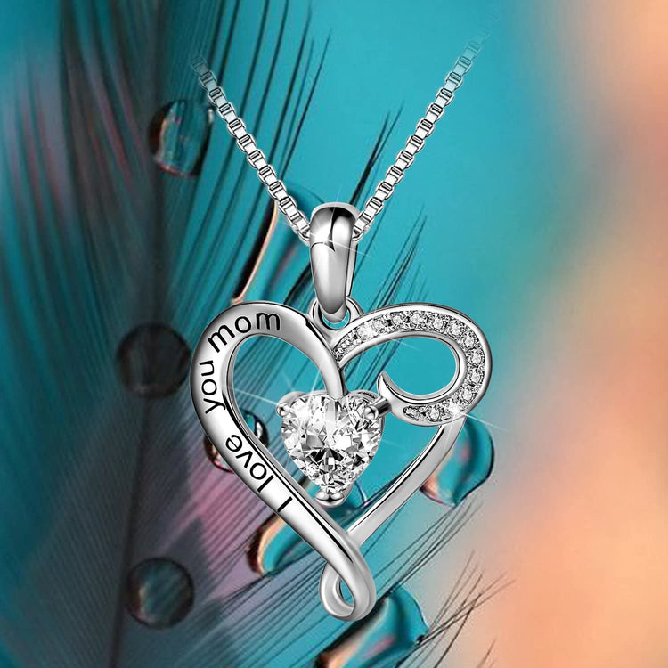 925 Sterling Silver Heart Pendant Necklace Mother's Birthday Gift