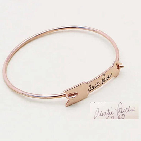 925 Sterling Silver Personalized Signaturehandwriting Arrow Bangle - onlyone