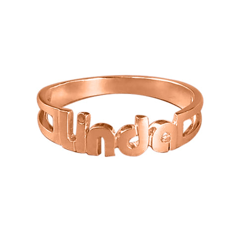 925 Sterling Silver Personalized "Linda" Style Name Ring Nameplate Ring - onlyone