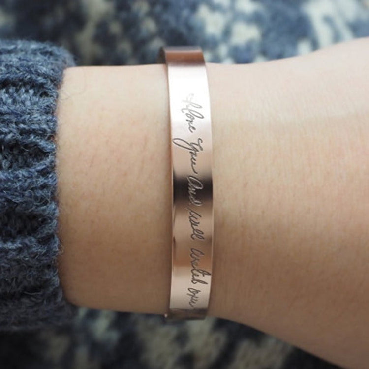 925 Sterling Silver Personalized Cursive Cuff Inspirational Bracelet Hidden Message Engraved - onlyone