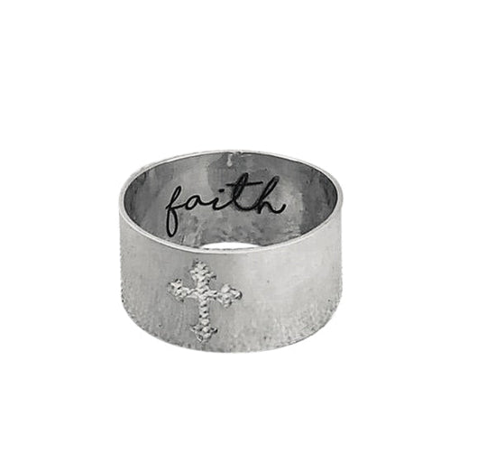 925 Sterling Silver Personalized Cross Handwriting Engraved Ring - onlyone