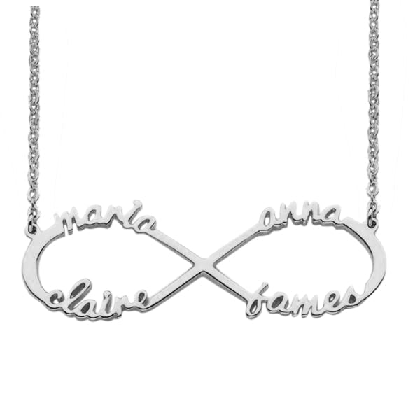 925 Sterling Silver Infinity 4 Names Necklace Nameplate Necklace - onlyone