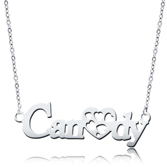 925 Sterling Silver Sweet Love Heart Name Necklace Nameplate Necklace - onlyone