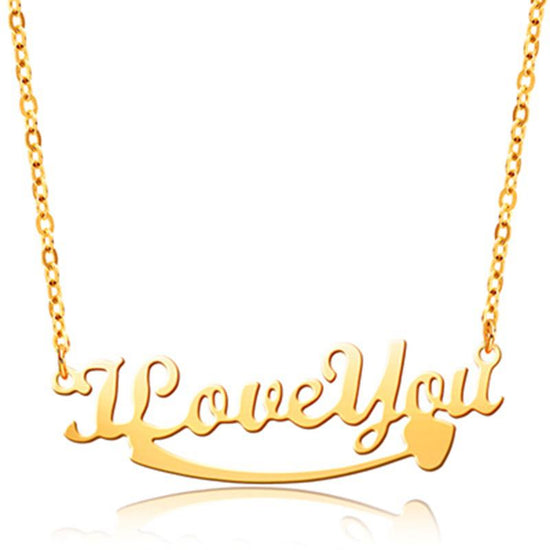 925 Sterling Silver I Love You Classic Name Necklace Nameplate Necklace - onlyone