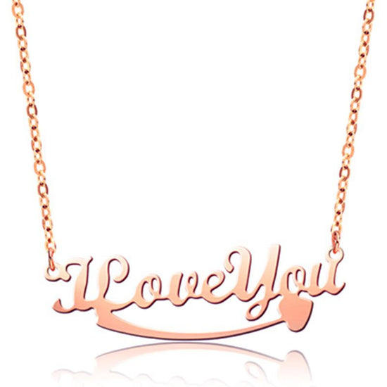 925 Sterling Silver I Love You Classic Name Necklace Nameplate Necklace - onlyone