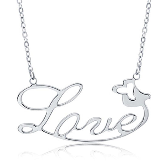 925 Sterling Silver Custom Love Name Necklace Nameplate Necklace - onlyone