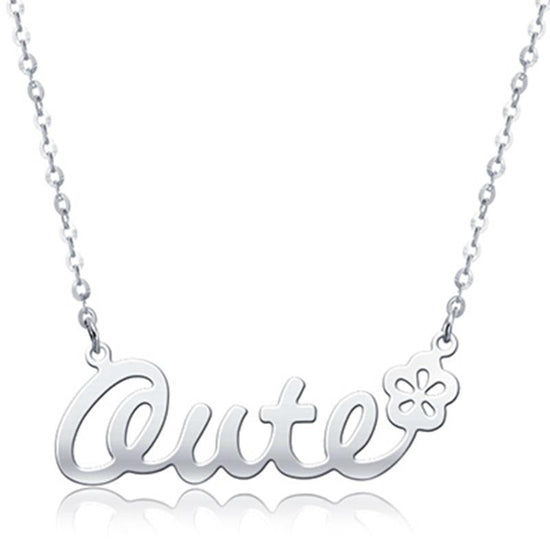 925 Sterling Silver Custom Qute Name Necklace Nameplate Necklace - onlyone