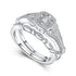 925 Sterling Silver Cubic Zirconia Halo Engagement Wedding Ring Set - onlyone