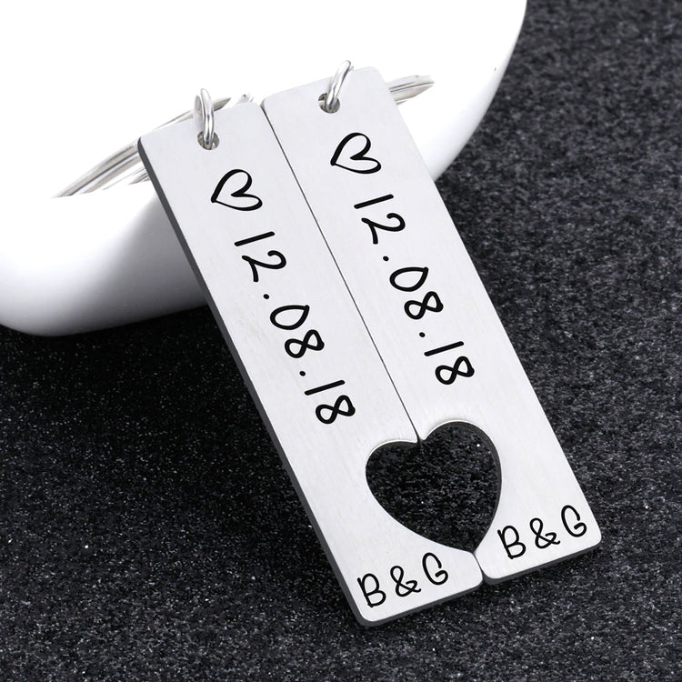 925 Sterling Silver Personalized Keychain Set