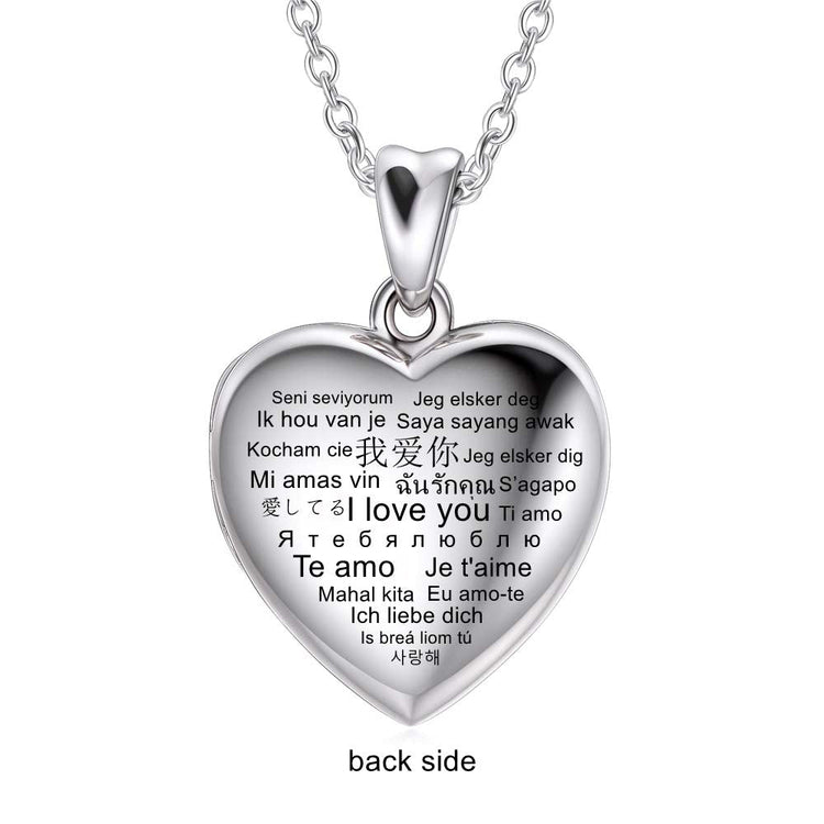 925 Sterling Silver Heart Photo Locket Necklace