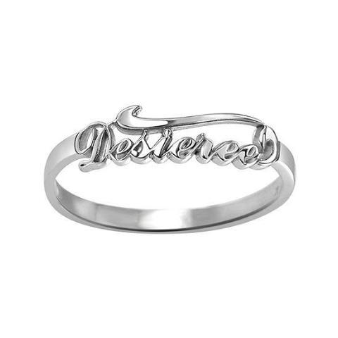 925 Sterling Silver Personalized Script Name Ring Nameplate Ring - onlyone