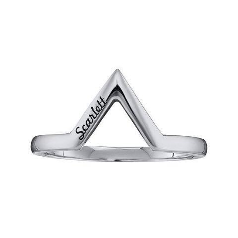 925 Sterling Silver Personalized Vshaped Ring - onlyone