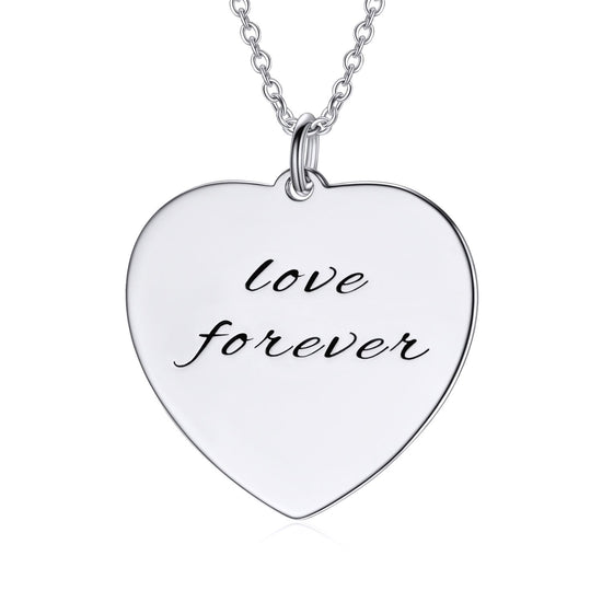 925 Sterling Silver Engraved Heart Name Necklace Inspirational Gift Nameplate Necklace - onlyone