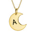 925 Sterling Silver Dainty Gold Moon Initial Engraved Necklace - onlyone