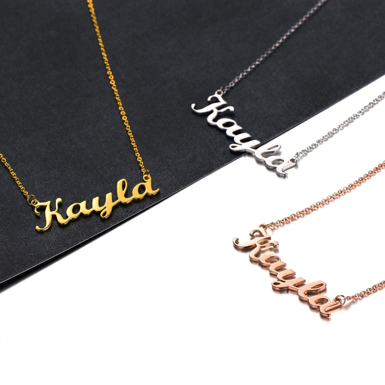 925 Sterling Silver Kayla Style Name Necklace Nameplate Necklace - onlyone