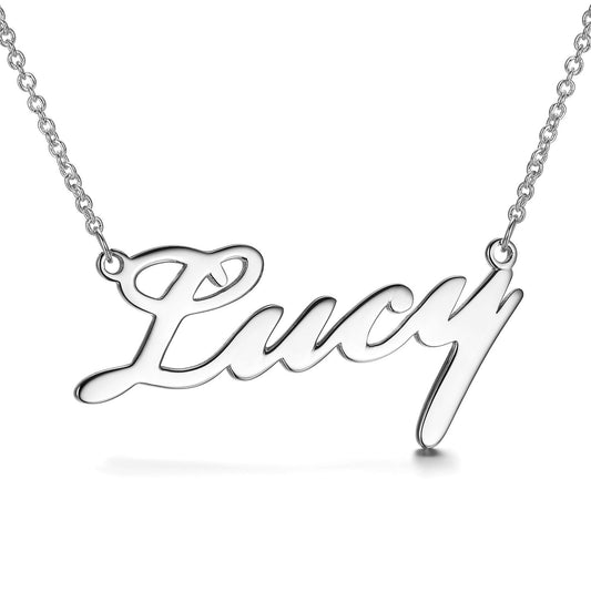 925 Sterling Silver Custom Lucy Name Necklace Nameplate Necklace - onlyone