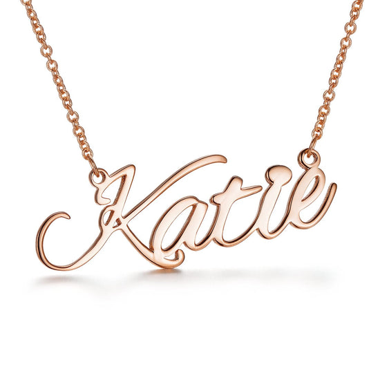 925 Sterling Silver Custom Katie Name Necklace Nameplate Necklace - onlyone