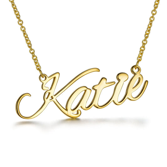 925 Sterling Silver Custom Katie Name Necklace Nameplate Necklace - onlyone