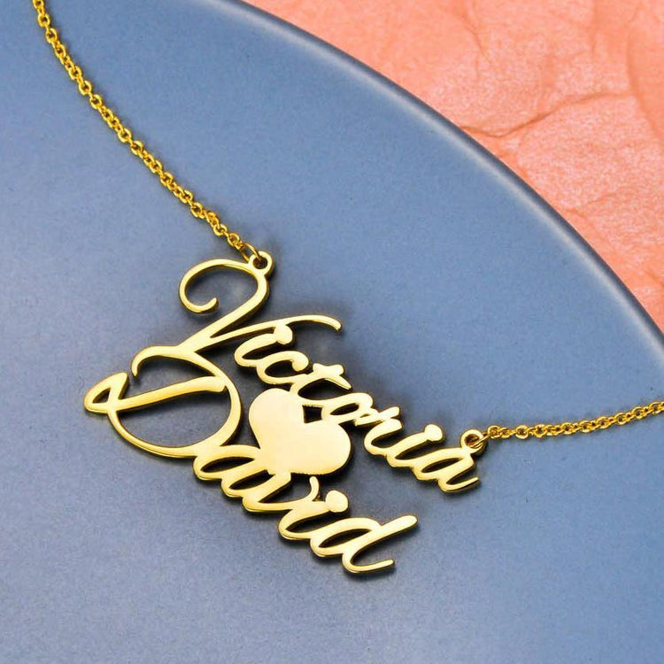 925 Sterling Silver Sweet Love Heart Name Necklace Nameplate Necklace - onlyone