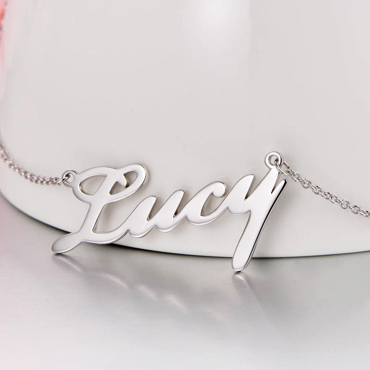 925 Sterling Silver Custom Lucy Name Necklace Nameplate Necklace - onlyone