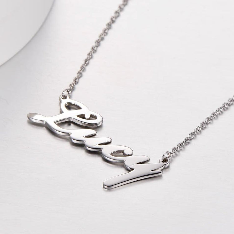 925 Sterling Silver Custom Lucy Name Necklace Nameplate Necklace - onlyone