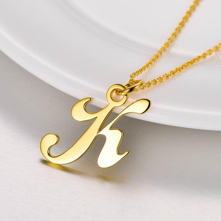 925 Sterling Silver Initial Letter Necklace - onlyone