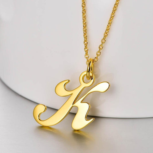 925 Sterling Silver Initial Letter Necklace - onlyone